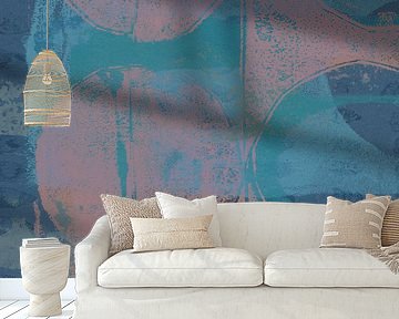 Abstract shapes in pink, blue, teal II by Dina Dankers