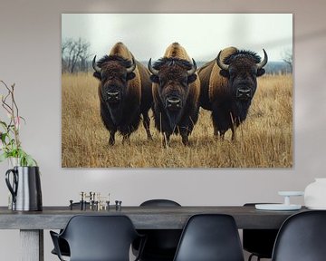 Impressive bison looking straight into the lens by Digitale Schilderijen