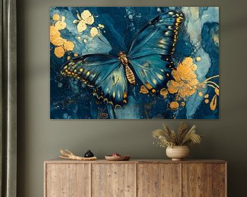 Butterfly flowers punk abstract art by Digitale Schilderijen