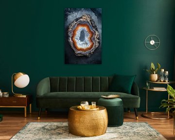 Orange agate on aged dark concrete table