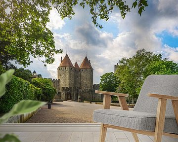 Carcassonne, the entrance to La Cité, France by Stefano Orazzini
