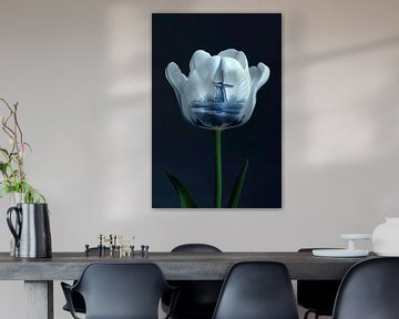 Delfts Blauwe Tulp Met Molen van Studio Ypie