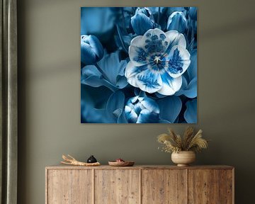 Delfts Blauwe Tulp Met Hollands Landschap van Studio Ypie