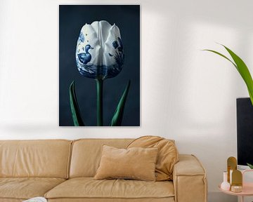 Delfts Blauwe Tulp Met Eend van Studio Ypie