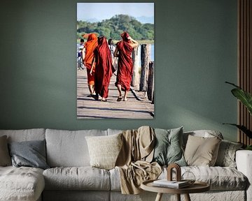 Trio in Saffron Dress on the U Bein Bridge
