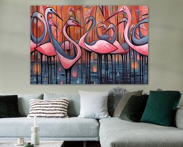Peinture de flamants roses colorés | FlamingoFunk