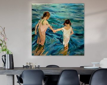 Joaquin Sorolla (Soroya) - Meisjes in de zee van Timeless Artworks