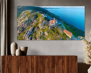Vuurtoren en bijgebouwen van Finisterra in het avondlicht Panorama van Christoph Hermann