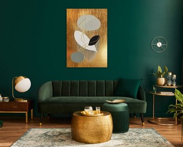 Japandi / Wabi-Sabi collage kunst:  Organisch en Goud van Studio Pieternel