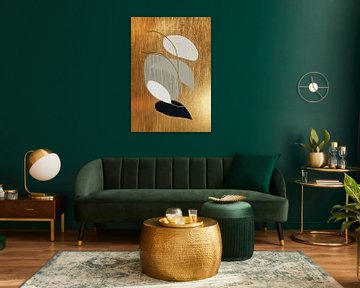 Japandi / Wabi-Sabi collage kunst:  Organisch en Goud van Studio Pieternel