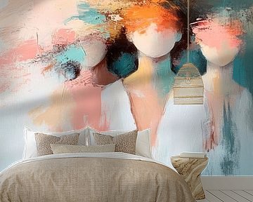 Figuratief abstract in warme pastelkleuren van Carla Van Iersel