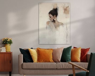 Modern chic en abstract portret in aardetinten van Carla Van Iersel