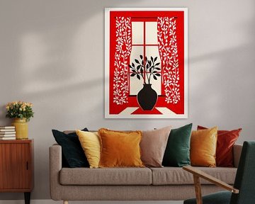 Still life with black flowers on red by Frank Daske | Foto & Design