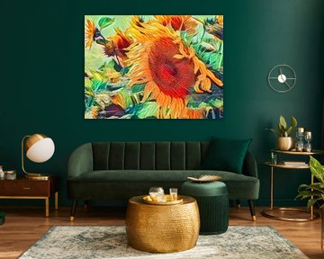 The Sunflower stands for Happiness, Love, Trust, admiration, strength and sunshine by Anja Oosterwaal Fine Art Fotografie