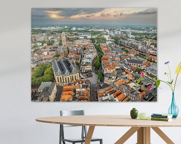 Zwolle van boven tijdens een zomerse zonsondergang van Sjoerd van der Wal Fotografie