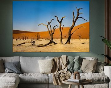 Sossusvlei zandduinen in de woestijn van Namibië van Henk Derks