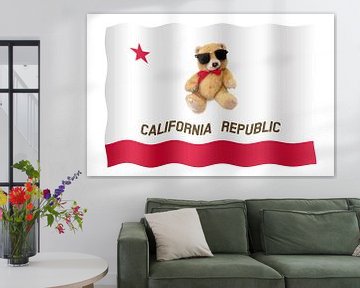 California vlag met teddybeer van Grüntyers .