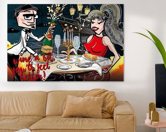 Voorbeeld van het werk in een kamer