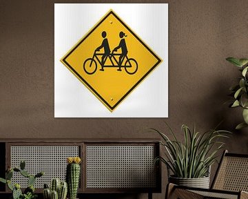 Road sign. Couple on a tandem. Man/woman by Grüntyers .