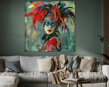 Woman with feather headdress by Paul Douw van der Krap