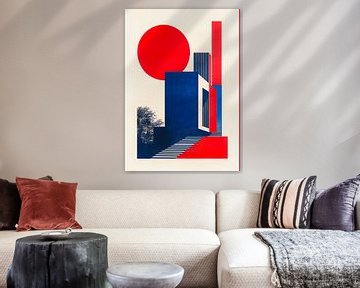 Bauhaus Architectuur Rood Blauw Wit Abstract van Niklas Maximilian