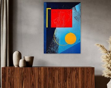 Bauhaus Abstract Geometrisch Blauw Rood van Niklas Maximilian