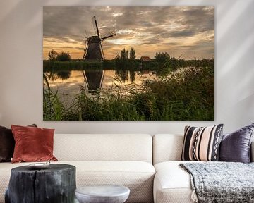 Zonsopkomst Kinderdijk van Lambertus van der Vegt