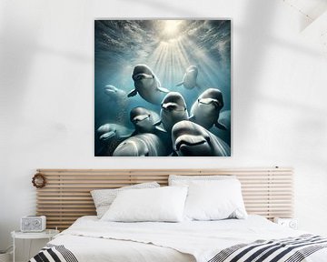Group of Beluga Whales von Eric Nagel