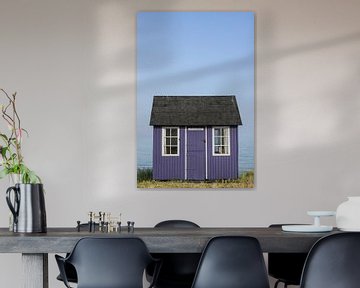 Paars strandhuisje Æro Denemarken van Sander Groenendijk