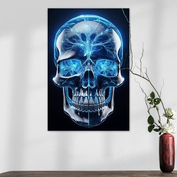 Crâne en verre avec nerfs lumineux