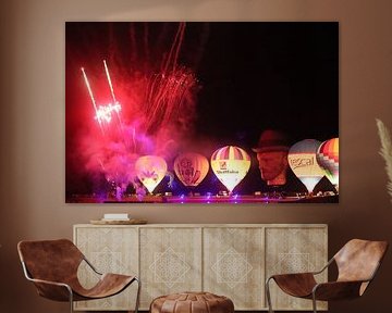 Hot air balloons with fireworks show