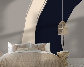 Abstrakte Kunst. Linien in Weiß, Schwarz, Grau und Terra. von Dina Dankers