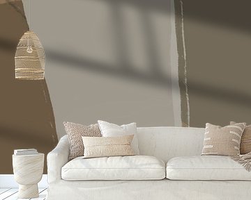 Abstrakte Kunst. Linien in Grau, Taupe, Braun und Weiß. von Dina Dankers