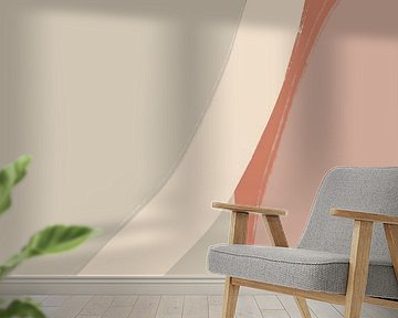 Abstrakte Kunst. Linien in Rosa, Terra, Weiß und warmem Grau. von Dina Dankers