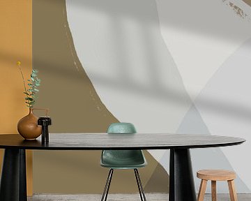 Abstrakte Kunst. Linien in Weiß, Grau und Braun. von Dina Dankers