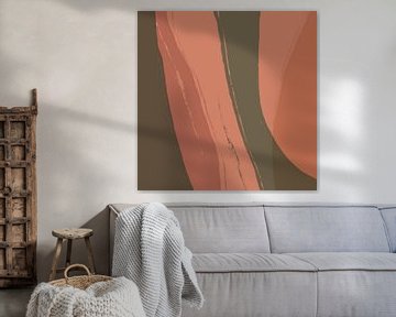 Abstracte kunst. Lijnen in terra en taupe. van Dina Dankers