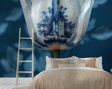 Delfts Blauwe Tulp Met Kasteel van Studio Ypie