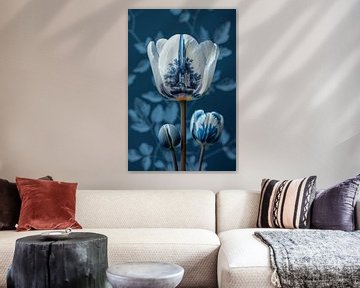 Delfts Blauwe Tulp Met Kasteel van Studio Ypie