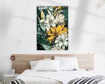 Flowers and leaves nature art by JBJart Justyna Jaszke