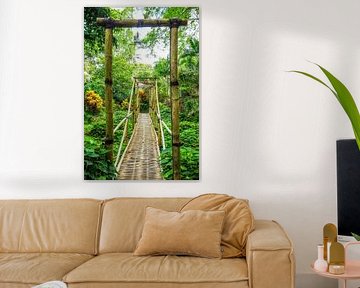 Bamboo bridge in a tropical garden