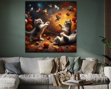 3 british shorthair kittens playing by Bernhard Karssies
