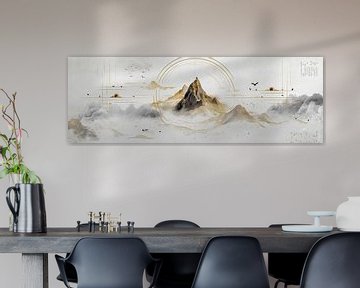 Artwork of Chinese ink on rice paper as a panorama by Digitale Schilderijen