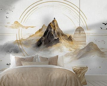 Artwork of Chinese ink on rice paper as a panorama by Digitale Schilderijen