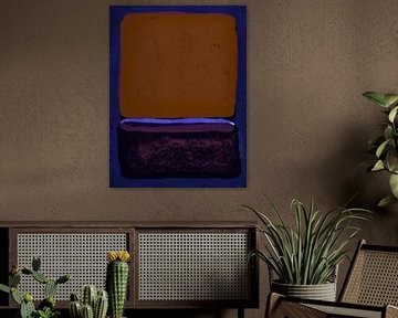 Modern abstract expressionisme. Roestbruin, blauw, paars, zwart. van Dina Dankers
