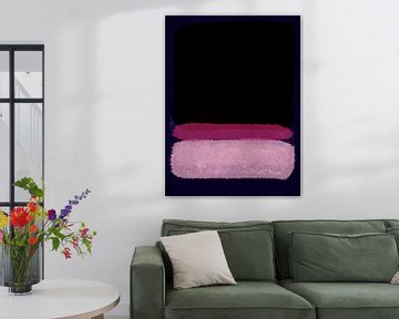 Modern abstract expressionisme. Zwart, neonroze, donkerblauw. van Dina Dankers