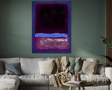 Modern abstract expressionisme. Donker wijnrood, paars, neonblauw. van Dina Dankers