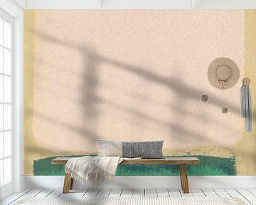 Moderner abstrakter Expressionismus. Weiß, grün, warmes Naturgelb. von Dina Dankers