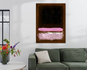 Modern abstract expressionisme. Roest, zwart, neonroze. van Dina Dankers