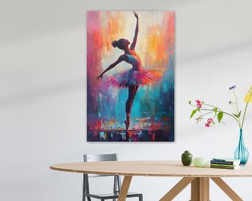 Ballerina Schilderij | Kleurrijk Schilderij | Schilderij Ballerina van AiArtLand