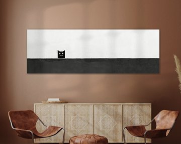 Kunstzinnig zwart wit eekhoorn als  illustratie in een panorama schilderij van Digitale Schilderijen